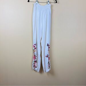 NWOT JW Johnny Was Los Angeles Pants Embroidery Floral White Size S